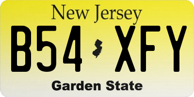 NJ license plate B54XFY