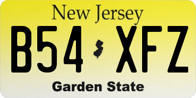 NJ license plate B54XFZ