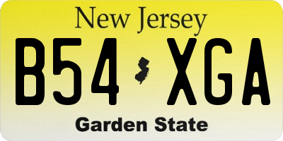 NJ license plate B54XGA