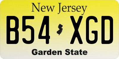 NJ license plate B54XGD