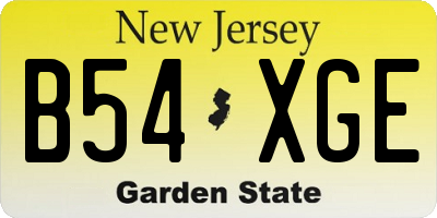 NJ license plate B54XGE