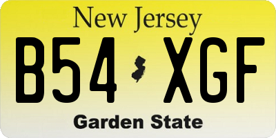 NJ license plate B54XGF