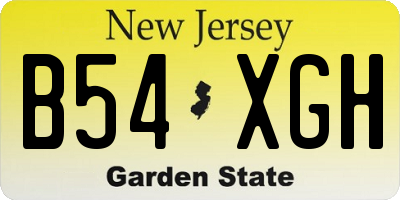NJ license plate B54XGH
