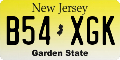 NJ license plate B54XGK