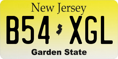 NJ license plate B54XGL