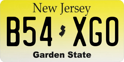 NJ license plate B54XGO