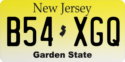 NJ license plate B54XGQ