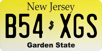 NJ license plate B54XGS