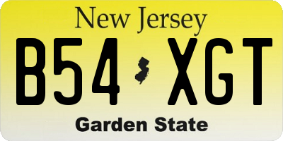 NJ license plate B54XGT