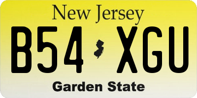 NJ license plate B54XGU