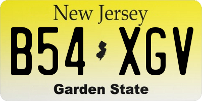 NJ license plate B54XGV