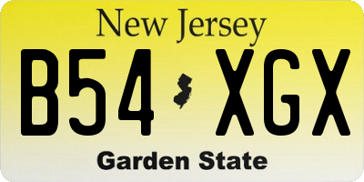 NJ license plate B54XGX