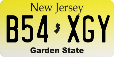 NJ license plate B54XGY