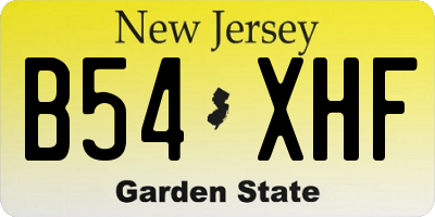 NJ license plate B54XHF
