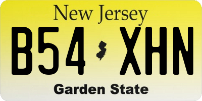 NJ license plate B54XHN