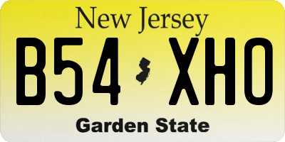 NJ license plate B54XHO