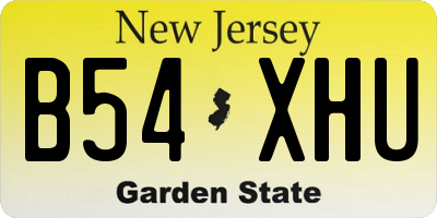 NJ license plate B54XHU