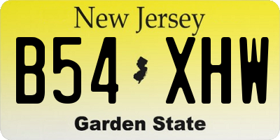 NJ license plate B54XHW