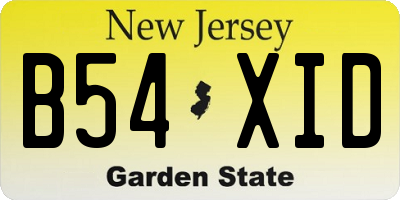 NJ license plate B54XID