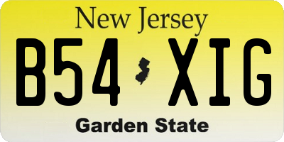 NJ license plate B54XIG