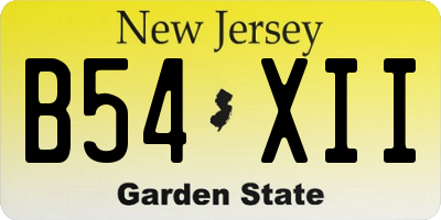 NJ license plate B54XII