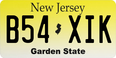 NJ license plate B54XIK