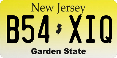 NJ license plate B54XIQ