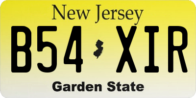 NJ license plate B54XIR