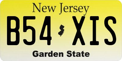 NJ license plate B54XIS