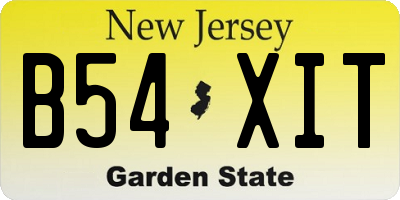 NJ license plate B54XIT
