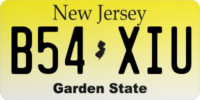 NJ license plate B54XIU