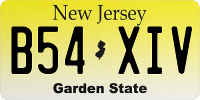 NJ license plate B54XIV