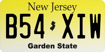 NJ license plate B54XIW