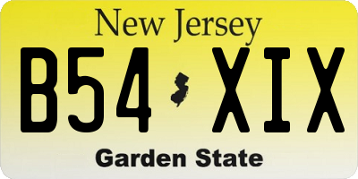 NJ license plate B54XIX