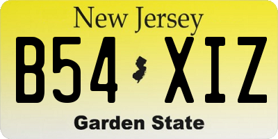 NJ license plate B54XIZ