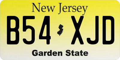 NJ license plate B54XJD