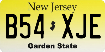 NJ license plate B54XJE