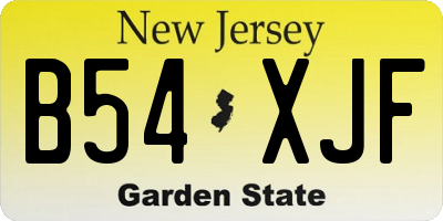NJ license plate B54XJF