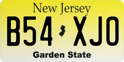 NJ license plate B54XJO