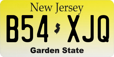 NJ license plate B54XJQ