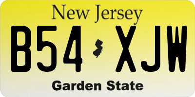 NJ license plate B54XJW