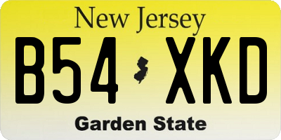 NJ license plate B54XKD
