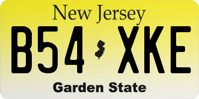 NJ license plate B54XKE