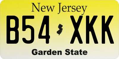 NJ license plate B54XKK