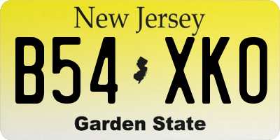 NJ license plate B54XKO
