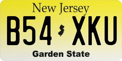 NJ license plate B54XKU