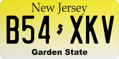 NJ license plate B54XKV