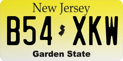 NJ license plate B54XKW