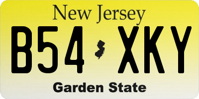 NJ license plate B54XKY