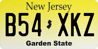 NJ license plate B54XKZ
